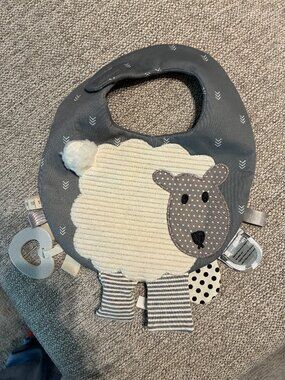 Demdaco Activity Bib Lamb Gray Never Worn